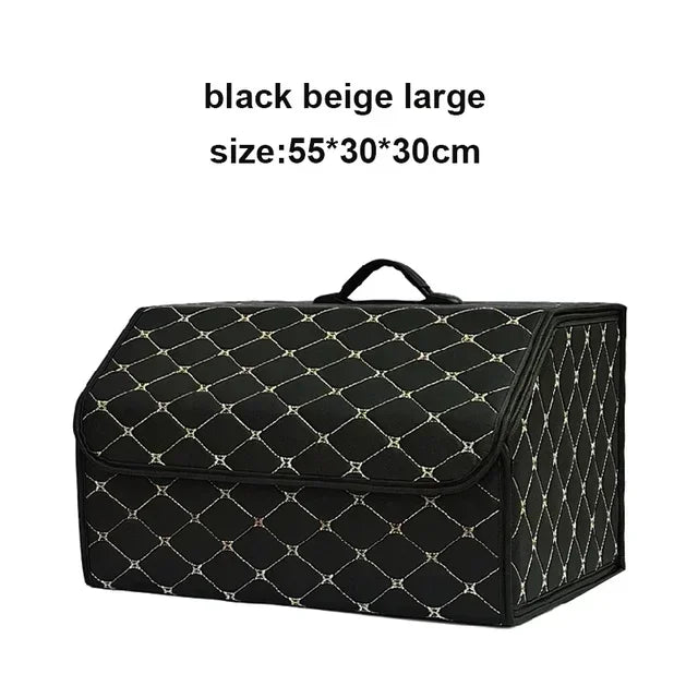 Car Trunk Organizer Box Large Capacity Auto Multiuse Storage Bag Stowing Tidying Leather Folding For Emergency Storage Box Amagi