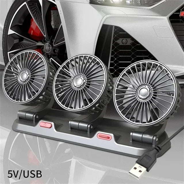 5/12v Automotive Fan Car Fan 24v 360° Adjustable 3/2/1 Head Air Low Noise Multifunctional Temporary Parking Card Auto Vehicles