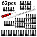 62PCS Stem Puller Installer Tool Kit Tire Valve Stem Puller Set EPDM Snap-in Tire Valve Stem With Valve Core Remover Valve Tool