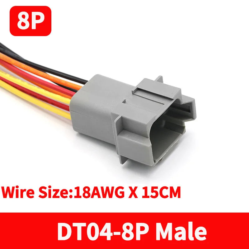 Deutsch DT Series 8-Pin Waterproof Connector Set, Male Female Electrical Plug for 16–22 AWG Automotive Wiring DT04-8P DT06-8S