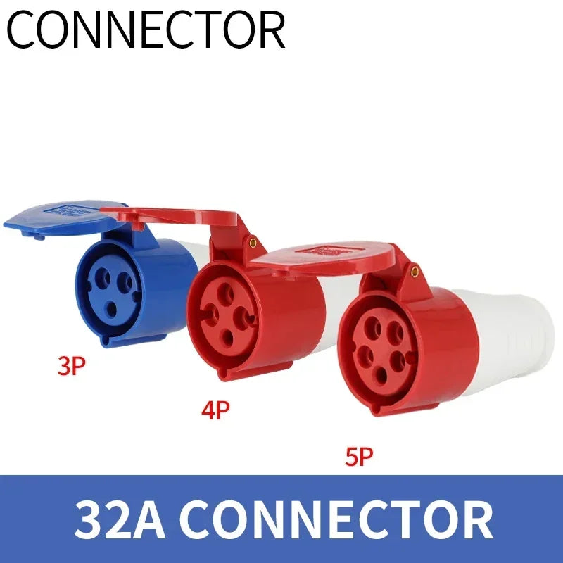 5Pcs Industrial Plug and Socket Waterproof Connector 3PIN 4PIN 5PIN 16A/32A  Waterproof Electrical Connection Wall Mount Socket