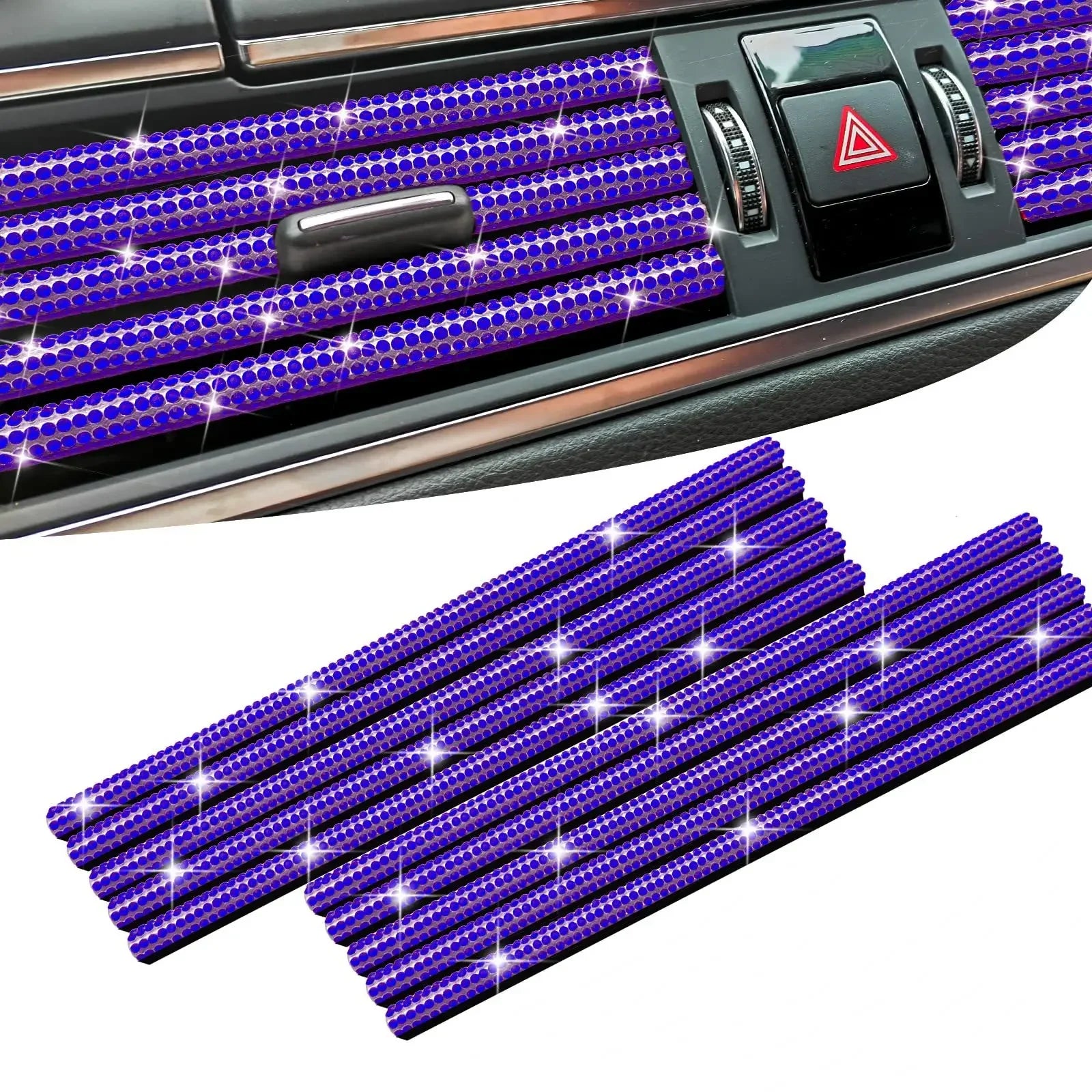 Car Vent Diamond Decorative Strip Fashion Luxury Car Air Conditioning Decoration Stripe Grille Sticker Accessories Amagi