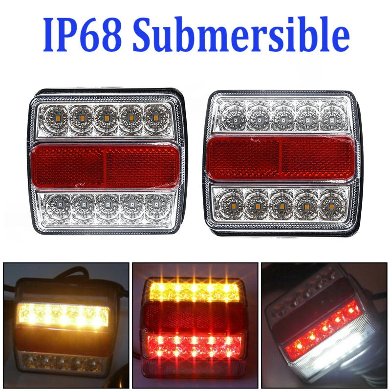 2Pcs Rear Submersible Trailer Tail Lights Kit Boat Marker Truck Waterproof Campers Trailer Taillights