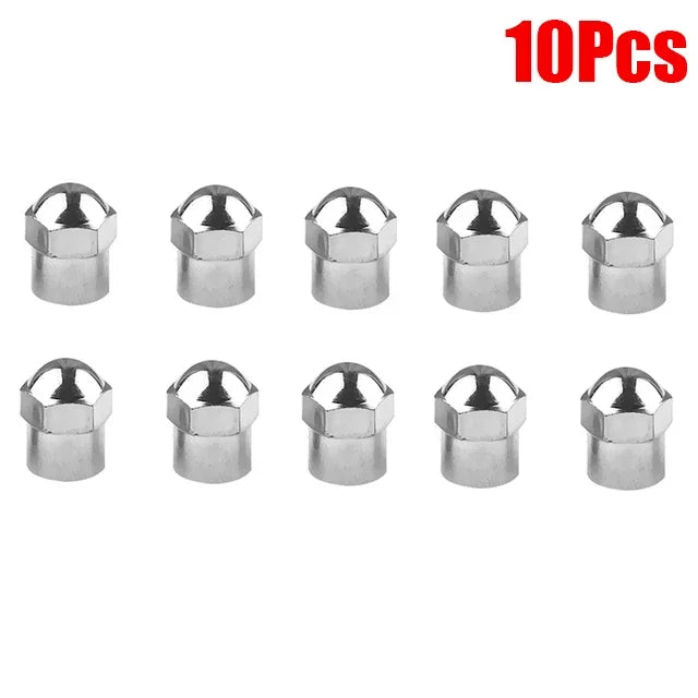 Car Tire Valve Caps Silver Round Head Chrome Plating Dust Proof Covers Cars Motorcycles Bike Tyre Styling Valve Cap Accessories