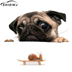 3D Pug Snail Car Sticker Pug Dogs Snail Car Sticker Cartoon Car Styling Wall Home Glass Window Door Laptop Truck Vinyl Decals
