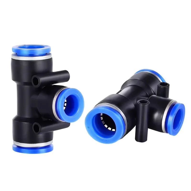 Pneumatic Push-In Quick Connector PE/PEG Plastic Tee Fittings (PE4 PEG6-4/8-4/8-6/10-6/8) for Air Compressor Fluid Systems Hose