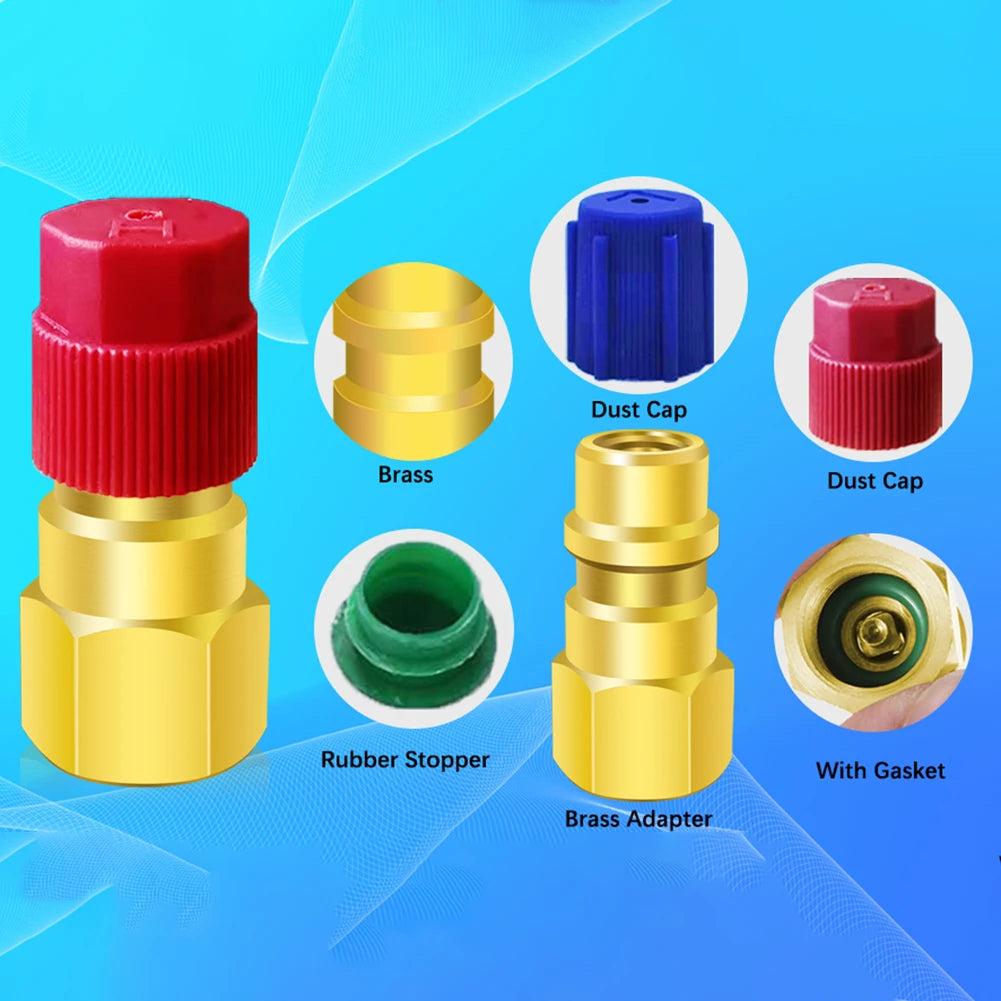 1 Pc R12 To R134a Conversion Kit  Air Conditioner Filling Valve Fittings Port Adapter Retrofit Quick Disconnect Couplers