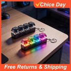 Keyboard Keychain Light Up Keyboard Keychain Stress Relief Clickable 4LEDs Button Toy for People with Anxiety Desk Decor Amagi