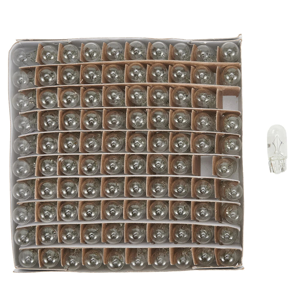 100PCS 194 T10 Clear Wedge Incandescent Instrument Panel Light Bulbs  Cars Trucks Motorcycles Instrument Panel Bulb Lamp