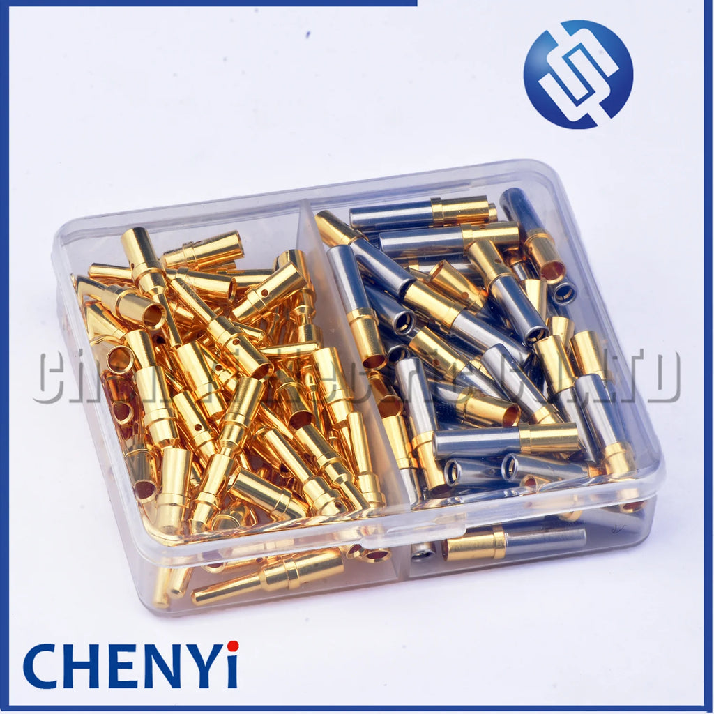 50 Pcs Female male Stainless Steel Gold Plate Terminal Pin 14–12 AWG Wire Size 0460-220-123 0462-210-1231 For Deutsch DTP