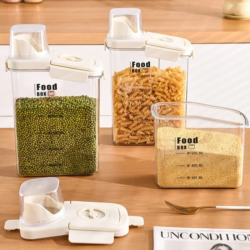 Plastic Storage Tank Moisture-proof Airtight Laundry Detergent Powder Cereal Storage Container with Measuring Cup Kitchen Items