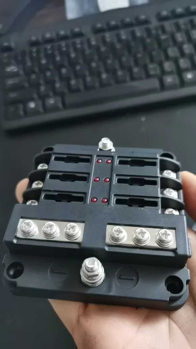 Fuse Box 6 Way Blade Fuse Block Holder Waterproof M5 Stud With LED Indicator Light For Auto Car Boat Turck Marine 12V 32V Amagi