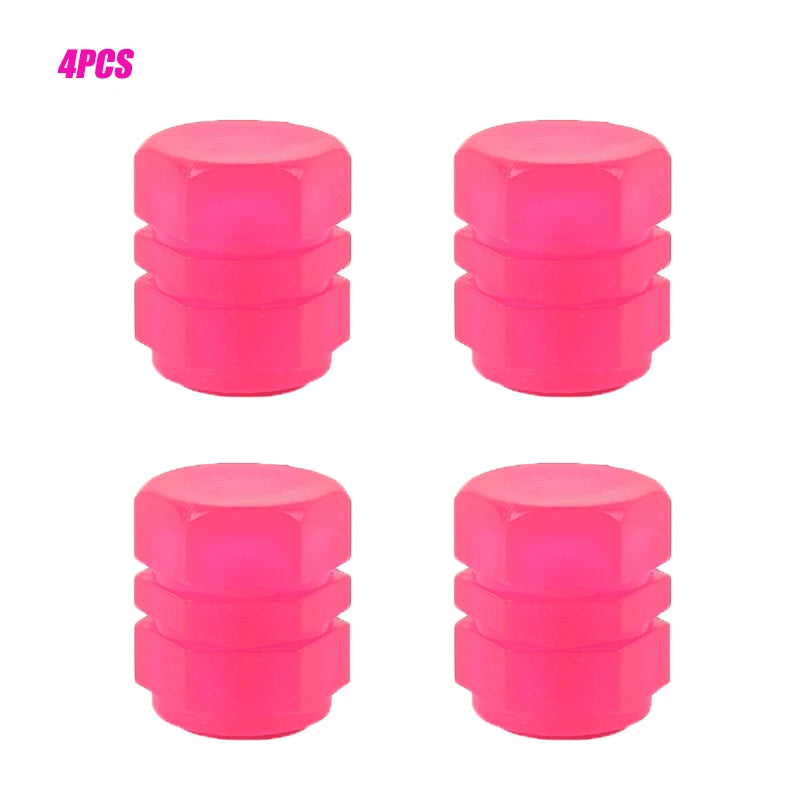 5 Types Luminous Pink Valves Covers Tire Nipple Caps with Car Logo Fluorescence Light Valve Cap for Bike Motorcycle 4Pcs