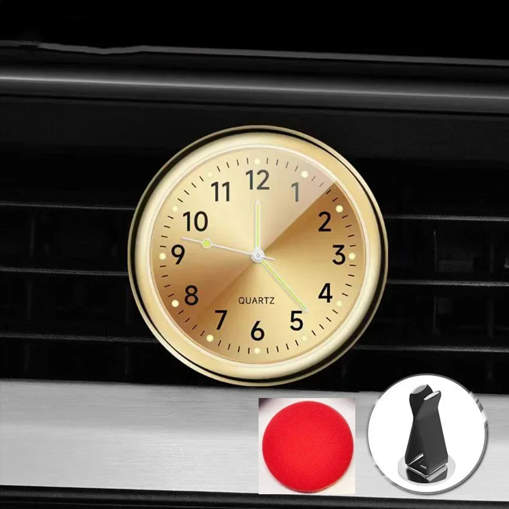 Luminous Quartz Analog Car Dashboard Clock - Stick-On, Decorative, Time-Telling, Easy-to-Read, Night-Vision Compact Amagi