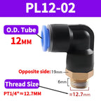 PL Push to Connect Tube Fitting Male Elbow PL4/6/8/10/12mm Tube OD x M5/01/02/03/04 Thread Pneumatic Air Push Fit Lock Fitting