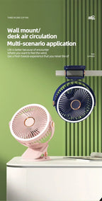 Clip-on Fan Quiet Rechargeable Desktop Portable Air Circulator Wireless Fan With LED Light For Camping Amagi