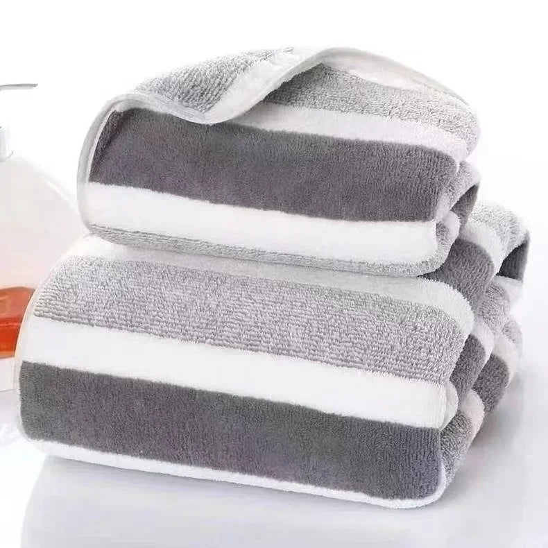 Car Large Coral Fleece Towel Set Soft and Absorbent Adult Shower Contemporary Striped Super Soft Quick-Dry Towels Bath Amagi