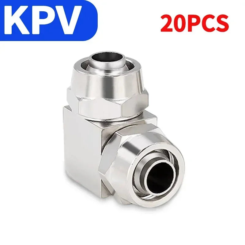 Pneumatic Push-In Fitting Set, Copper Nickel Plated Air Hose Connectors for 4mm–16mm Tube (KPU KPV KPE KPZA KPM)