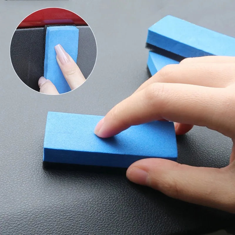 10X Car Sponge Block Cleaning Wax Polish Pad Tool Car Sponge Black Blue Double-Sided Sponge Hand Sanding Block Automotive Care