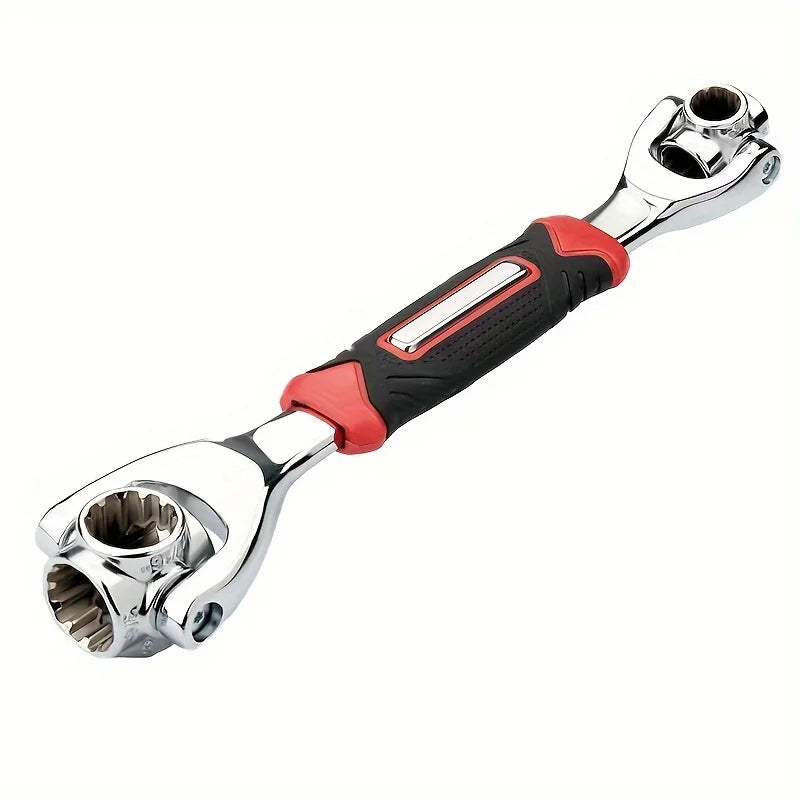52-in-1 Car Tools Multifunctional Socket Wrench Set Metric 8-19mm SAE 5/16"-3/4 Non-Slip Handle 360 Degree Swivel Head Universal