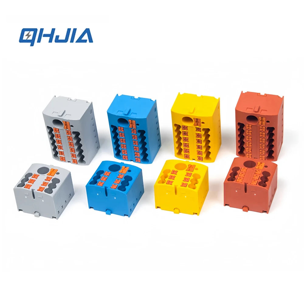 1 in Multiple Out Electrical Splitter Wire Connector Plug-in Terminal Block for Home Light Wiring Guide Rail Junction Box