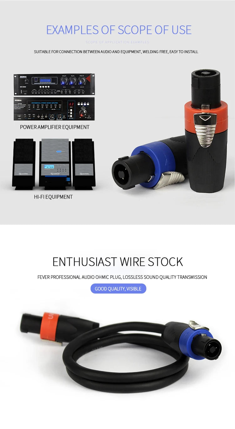 Professional NL4FC Speakon 4Pin Audio XLR Connector with Ohm Head and Solder-Free Amplifier Terminal for Superior Sound Quality