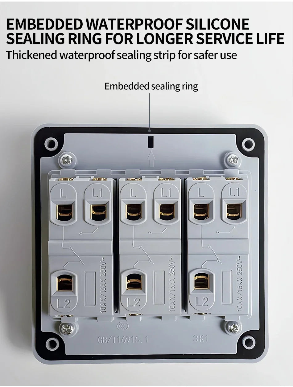 IP66 Outdoor Wall Switch 16A Weatherproof Push Button - 1/2/3 Gang Electrical for Garden/Patio/Exterior Use