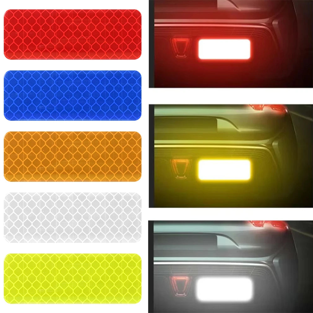 10pcs Car Bumper Reflective Safety Strip Sticker Warning Reflector Tape Auto Car Accessories Exterior Interior Reflector Sticker