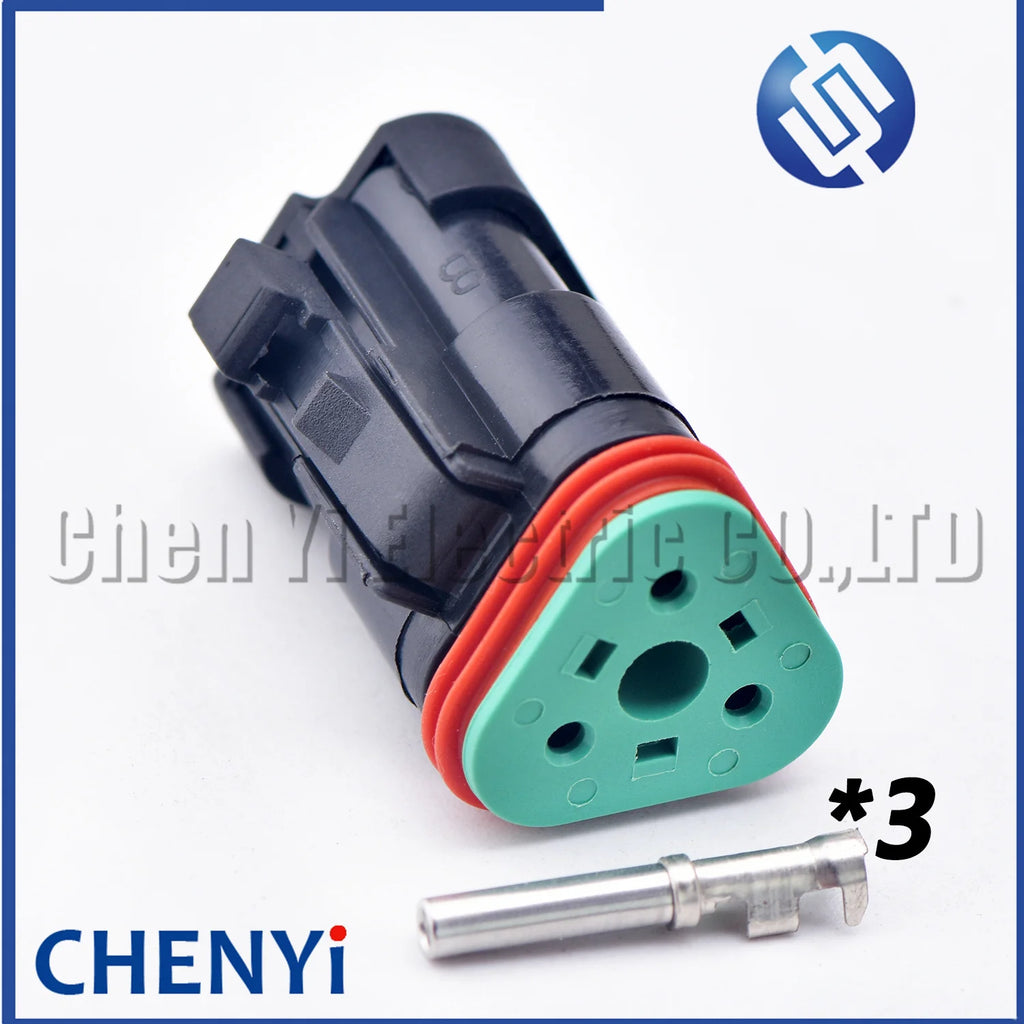3 Pin Black DT series Connector Waterproof Plug Socket DT06-3S DT04-3P DT06-3S-E005 DT04-3P-E005 For Engineering Vehicle Deutsch