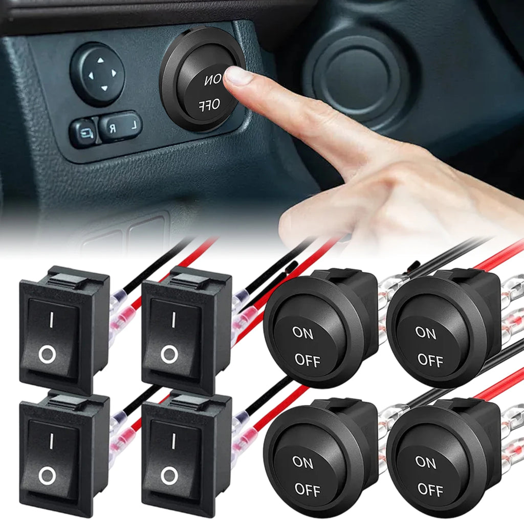 1/5/10pcs Car Motorcycle Toggle ON-OFF 2 Pin Rocker Switch with 16CM Pre-Wired Terminals 12V/24V Power Switch for Marine Boat