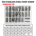 DIN914 304 Stainless Steel Hex Socket Point Grub Screws Set with M3, M4, M5, M6, M8, M10 Sizes - High - Hardness Assortment