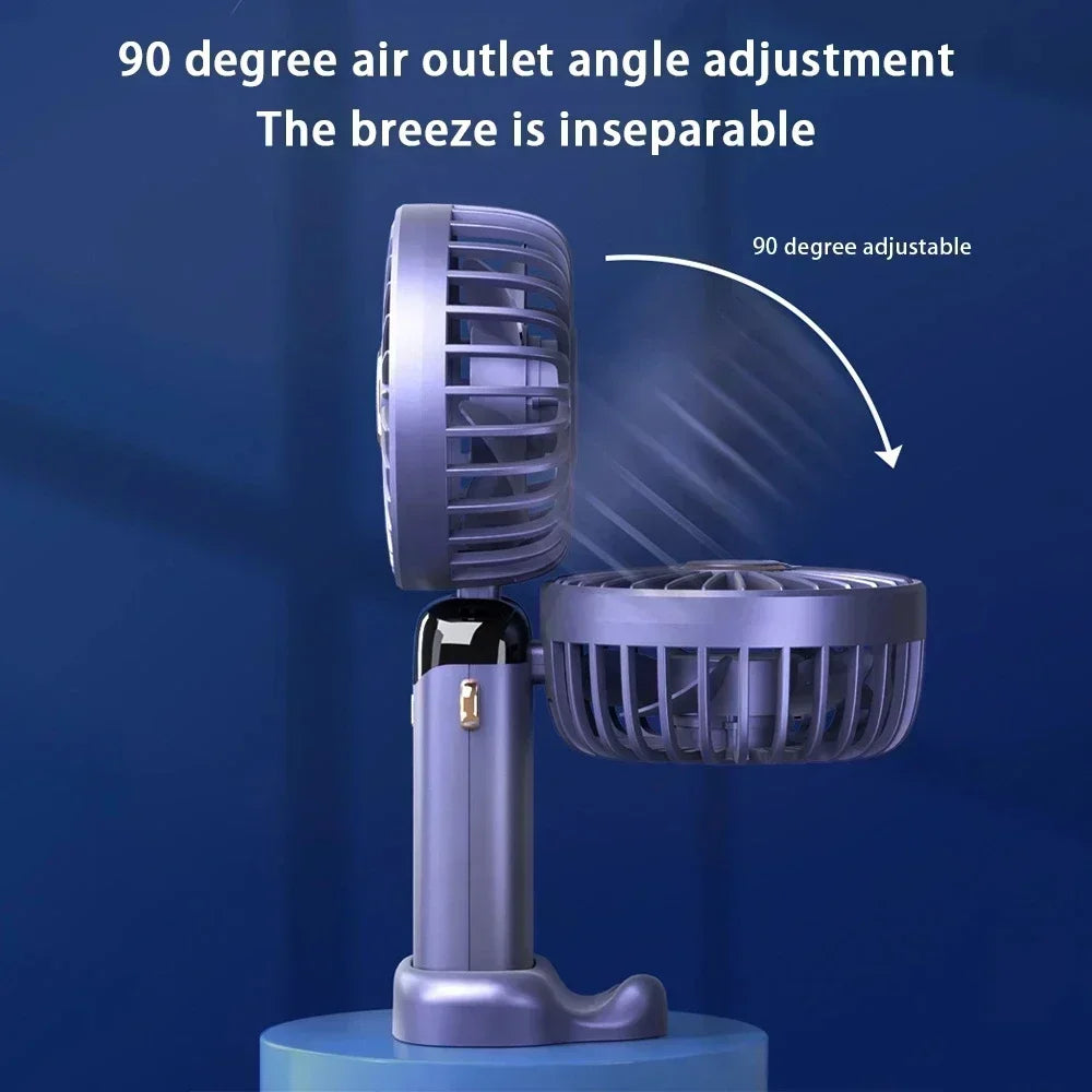 Car 3 in 1 Portable Fan Handheld Neck Desk Fan 5 Speed Digital Display Ultra Quiet Makeup Fan for Women Desktop Clip Office Amag