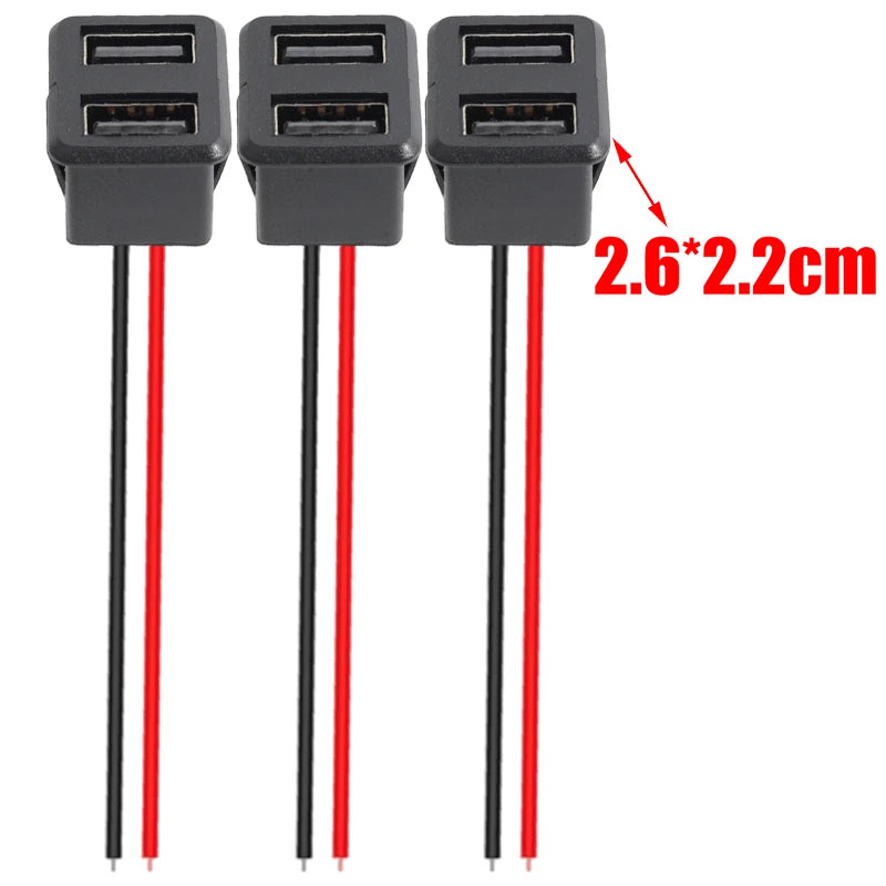 5/1pcs Double Layer Usb Female Base Type-C Socket and Female Usb Lamp Charging Socket Power Socket with Cable 2A Connector