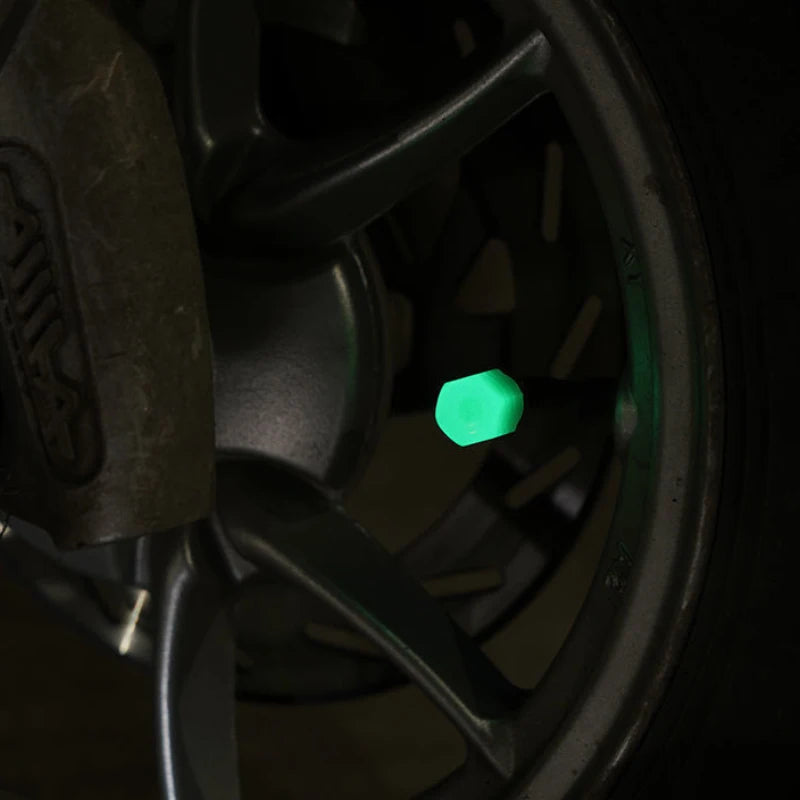 Mini Car Tire Valve Caps Luminous Valve Stem Caps Universal Fluorescent Tyre Nozzles Cover Tyre  wholesale