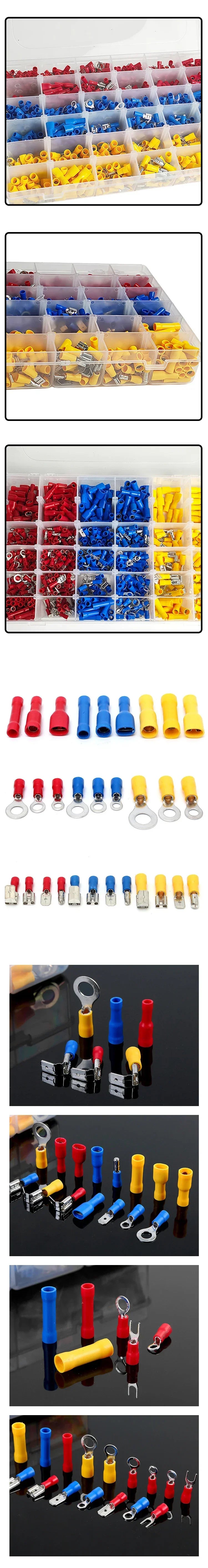 280/480/720/1200pcs Cold Pressed Terminal Kit - Insulated Quick Connect Spade/Ring/Fork Crimp Connectors for Automotive Wiring