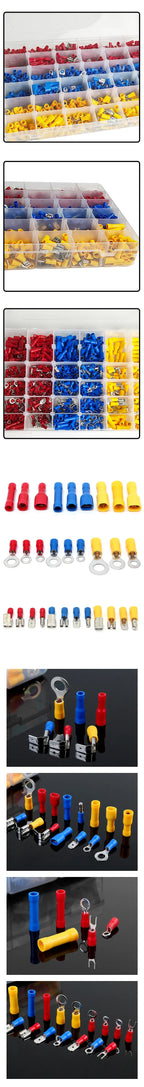 280/480/720/1200pcs Cold Pressed Terminal Kit - Insulated Quick Connect Spade/Ring/Fork Crimp Connectors for Automotive Wiring
