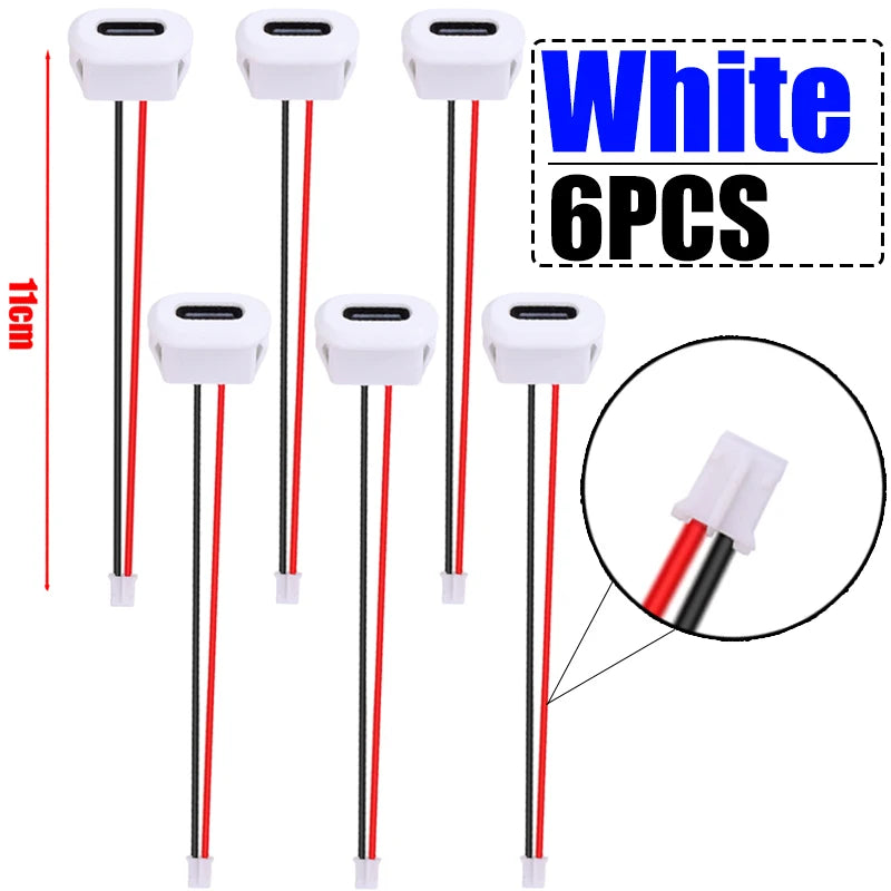 Type C Female Socket 2 Pin Bare Wire Molded Pigtail Cable 3A 30V USB C Power Charging Port Connector for Auto Car Motorcycle DIY