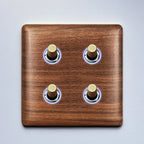 86x86mm Solid Wood Embedded Power Outlet - Childproof EU/RU/FR Socket, Fireproof Vintage Panel for Industrial & Villa Use