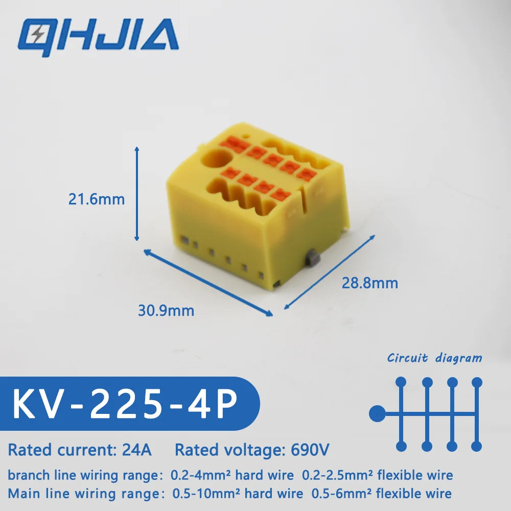 1 in Multiple Out Electrical Splitter Wire Connector Plug-in Terminal Block for Home Light Wiring Guide Rail Junction Box