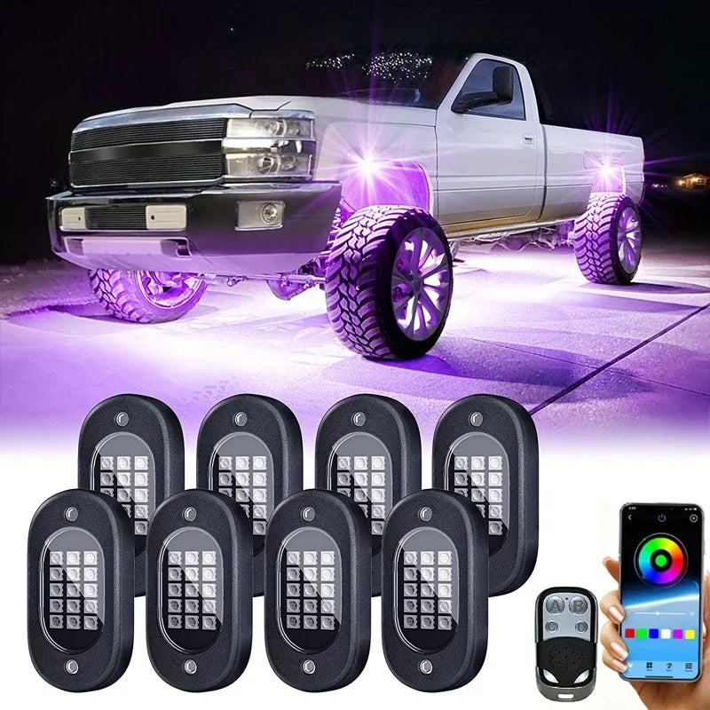 Rock Lights For Trucks 4/6/8/10 Pods RGB LED Rock Lights With APP/Remote Control Music Mode For Pickup Off Road RZR SUV ATV New
