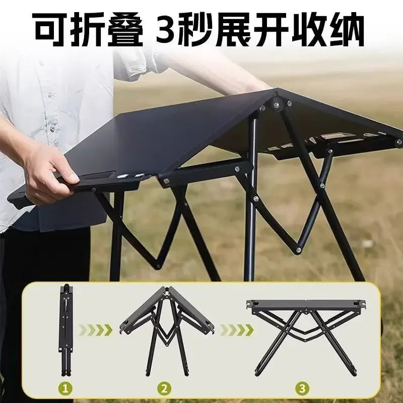 Multi Functional Outdoor Folding Table for Self Driving Hiking Convenient Metal Small Table Can Be Spliced To Hang Items Amagi
