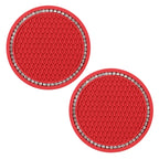 2pcs Cute Bling Car Cup Holder Coaster Mat with Rhinestone for Women Girl Universal Anti Slip Automotive Interior Amagi