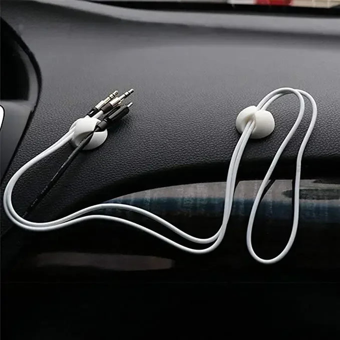 Car Wire Tie Clip Adhesive Fixer Organizer Black White Clamp Cable Line Holder Phone Computer USB Line Fastener Auto Accessories