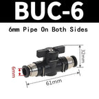 BUC Pneumatic Manual Valve - Straight Head Quick Coupling Steering Switch Manual Ball Valve for Air Hose (4mm,6mm,8mm,10mm,12mm)