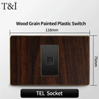118-Type Retro Wood Grain Wall Plate – Black Plastic Spray-Painted Decorative Panel for Italy Standard Switch & Socket