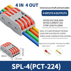 SPL-42/62/63/82/93 3/2-in 8/6/4-out Fast Wiring Terminal Multi-functional Parallel and Branch Docking Terminal Wire Connector