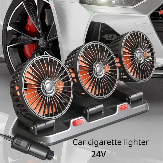 Car Fan 360° Adjustable 3 Head Air Fan Automotive Electric Fan USB/12V/24V Fan 2 Speeds Car Silent Fan For Home Desk Office Amag
