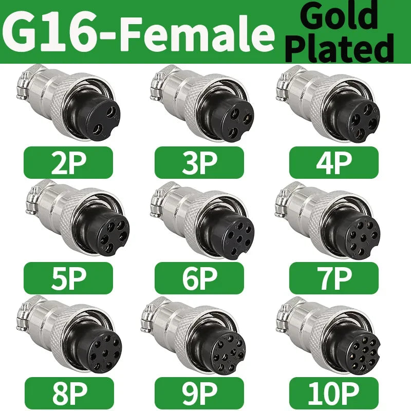 5/20/100 Sets Gold Plated Male&Female Docking Aviation Plug Circular Connector GX16 2 3 4 5 6 7 8 9Pins Electric Wire Connector