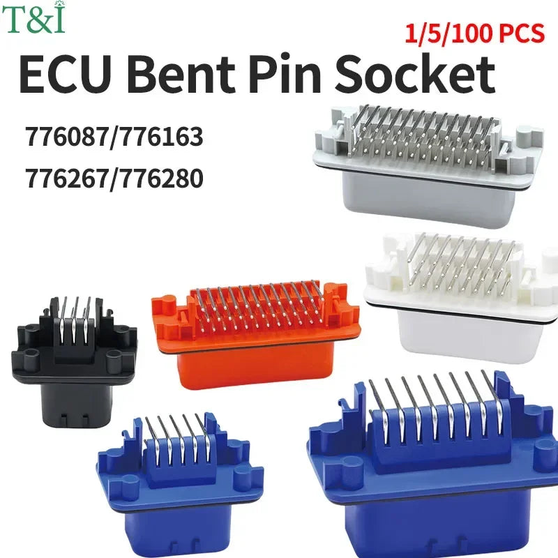 10/100Pcs ECU Controller Connector PCB Panel Waterproof Bent Needle Pin Socket Plug Board Terminal 776087 776163 776267 776280
