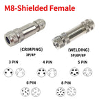 M8 Waterproof Aviation Connector Set, 3–8 Pin Male Female Plug & Socket for Proximity Sensor, Straight Right Angle/Flange Mount